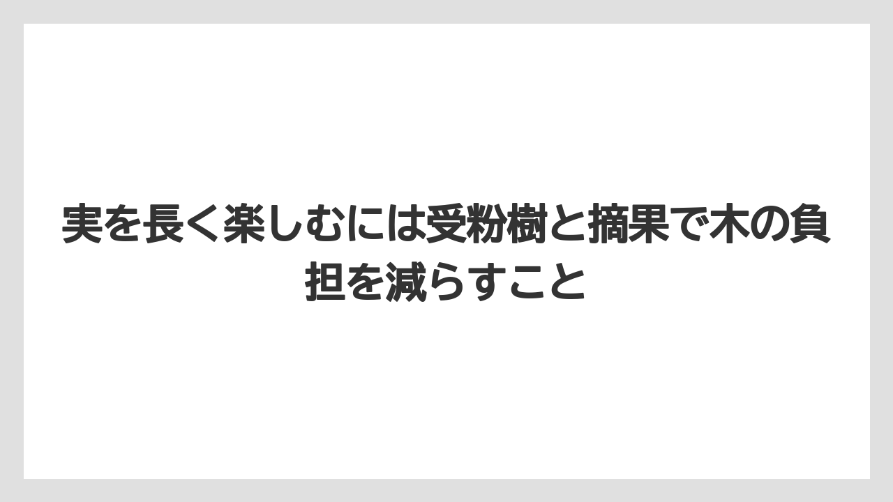 【栽培】【肥料】【農園】【農業】実を長く楽しむには受粉樹と摘果で木の負担を減らすこと