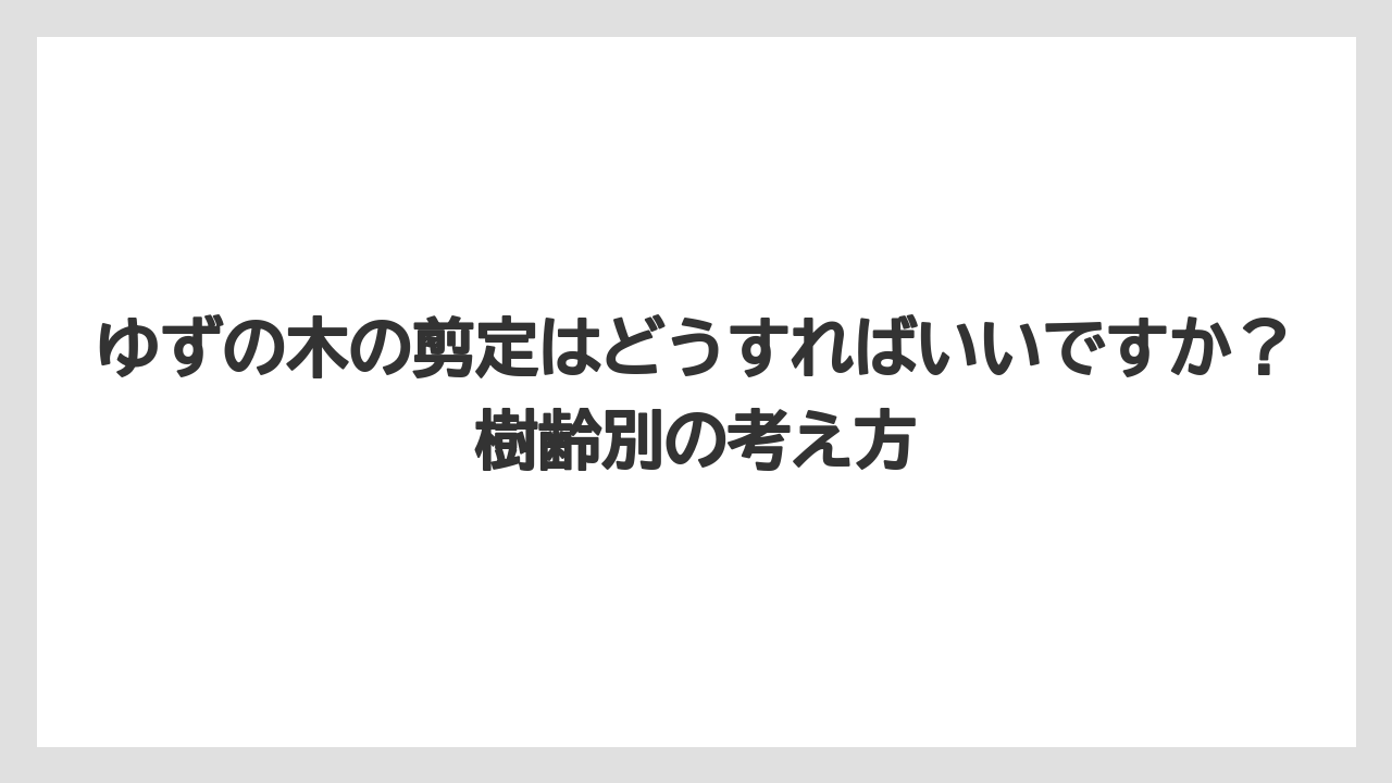 【栽培】【農園】【農業】ゆずの木の剪定はどうすればいいですか？樹齢別の考え方