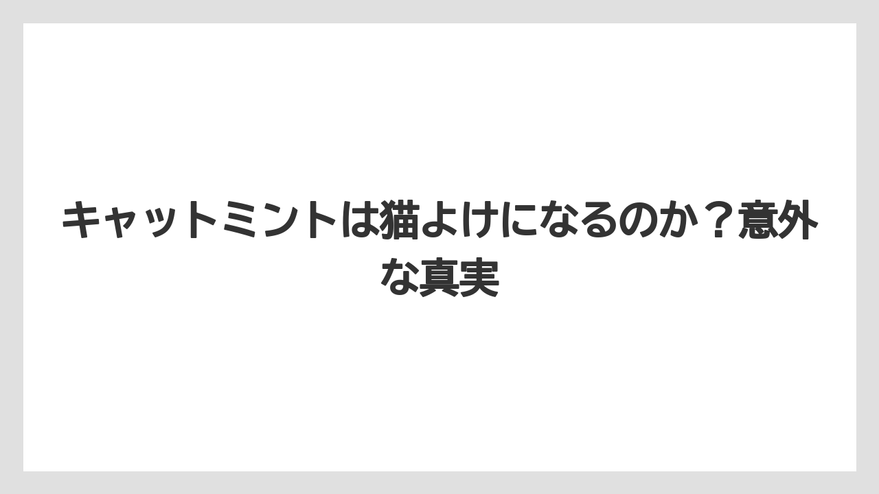 【ミント】【栽培】【猫】キャットミントは猫よけになるのか？意外な真実