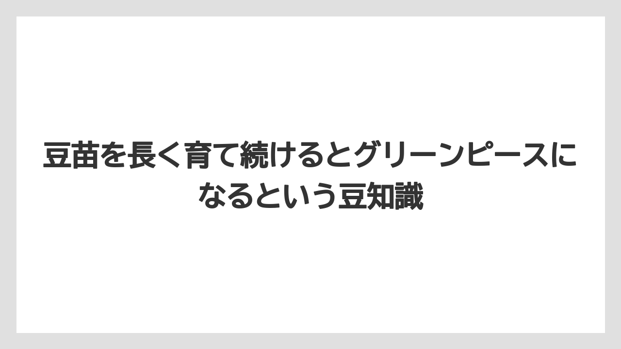 【栽培】【豆苗】【農業】豆苗を長く育て続けるとグリーンピースになるという豆知識