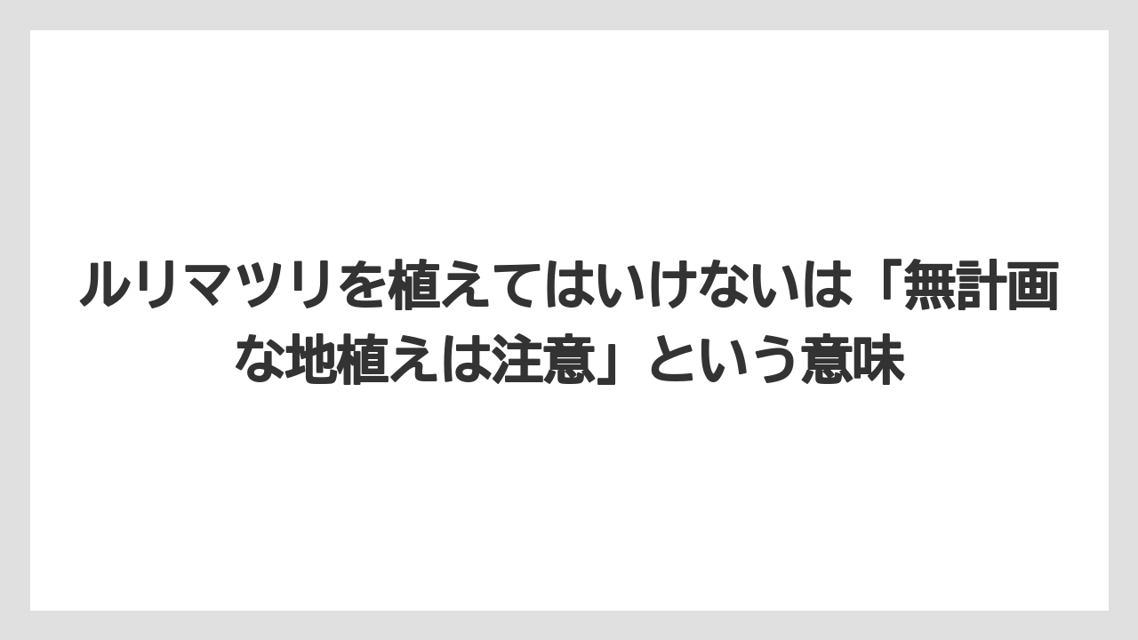 【いけない】【後悔】【栽培】【植え】ルリマツリを植えてはいけないは「無計画な地植えは注意」という意味