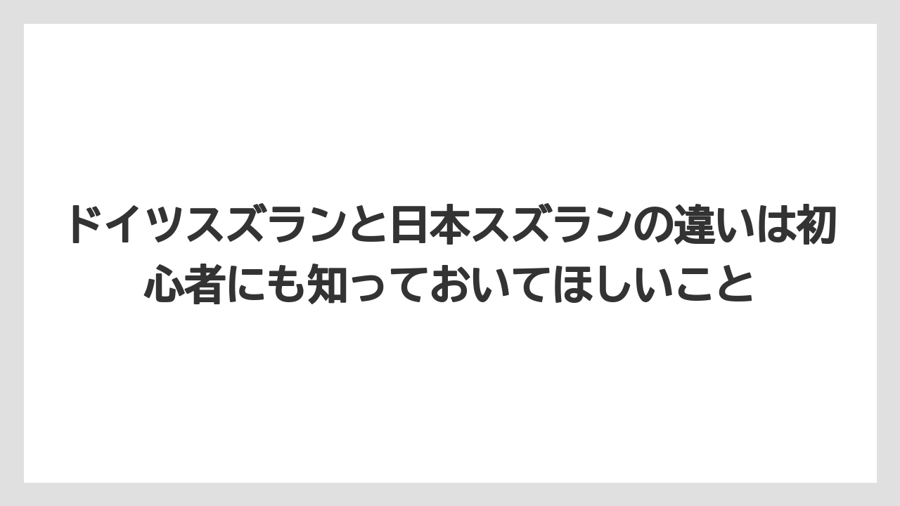 【栽培】【農園】【農業】ドイツスズランと日本スズランの違いは初心者にも知っておいてほしいこと