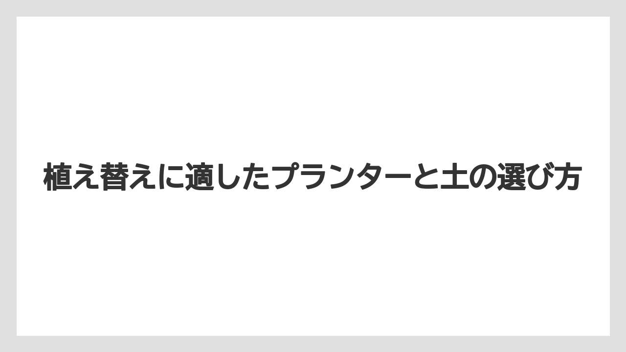 【栽培】【植え】【農業】植え替えに適したプランターと土の選び方