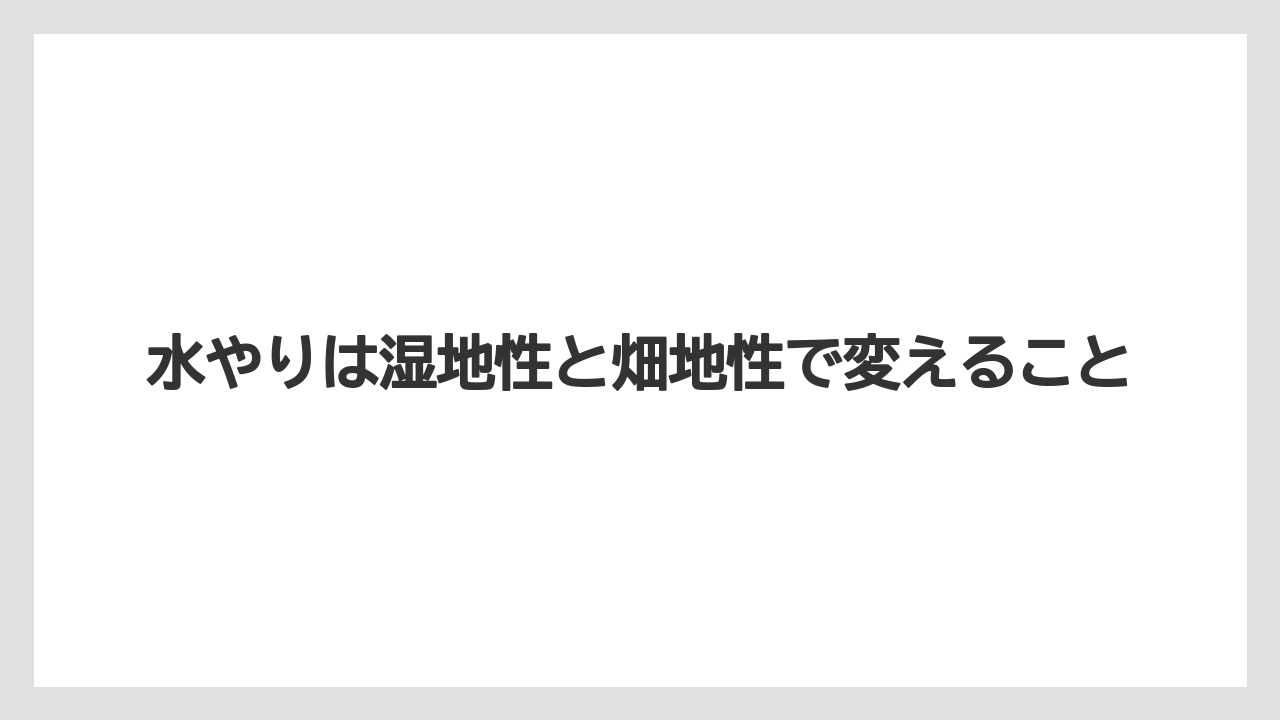 【栽培】【農園】【農業】水やりは湿地性と畑地性で変えること