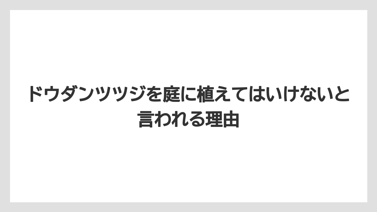ドウダンツツジを庭に植えてはいけないと言われる理由