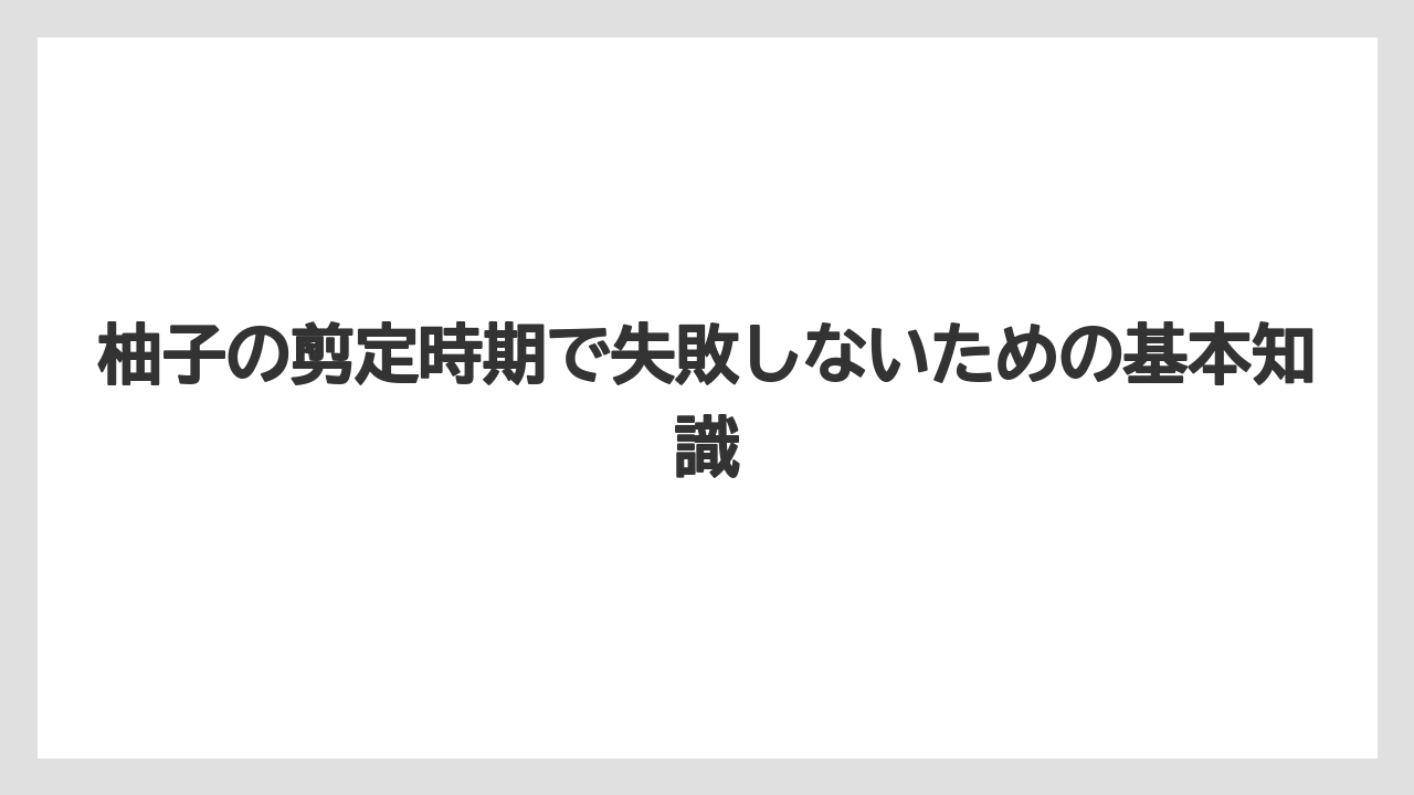 柚子の剪定時期で失敗しないための基本知識