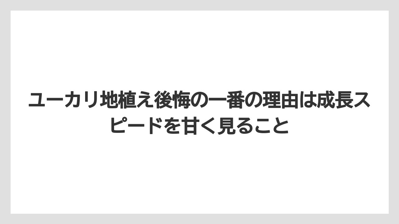 【栽培】【農園】【農業】ユーカリ地植え後悔の一番の理由は成長スピードを甘く見ること