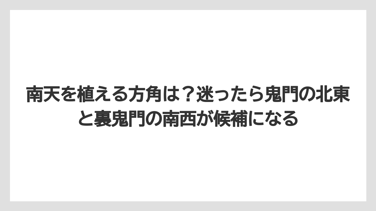 【栽培】【農園】【農業】南天を植える方角は？迷ったら鬼門の北東と裏鬼門の南西が候補になる