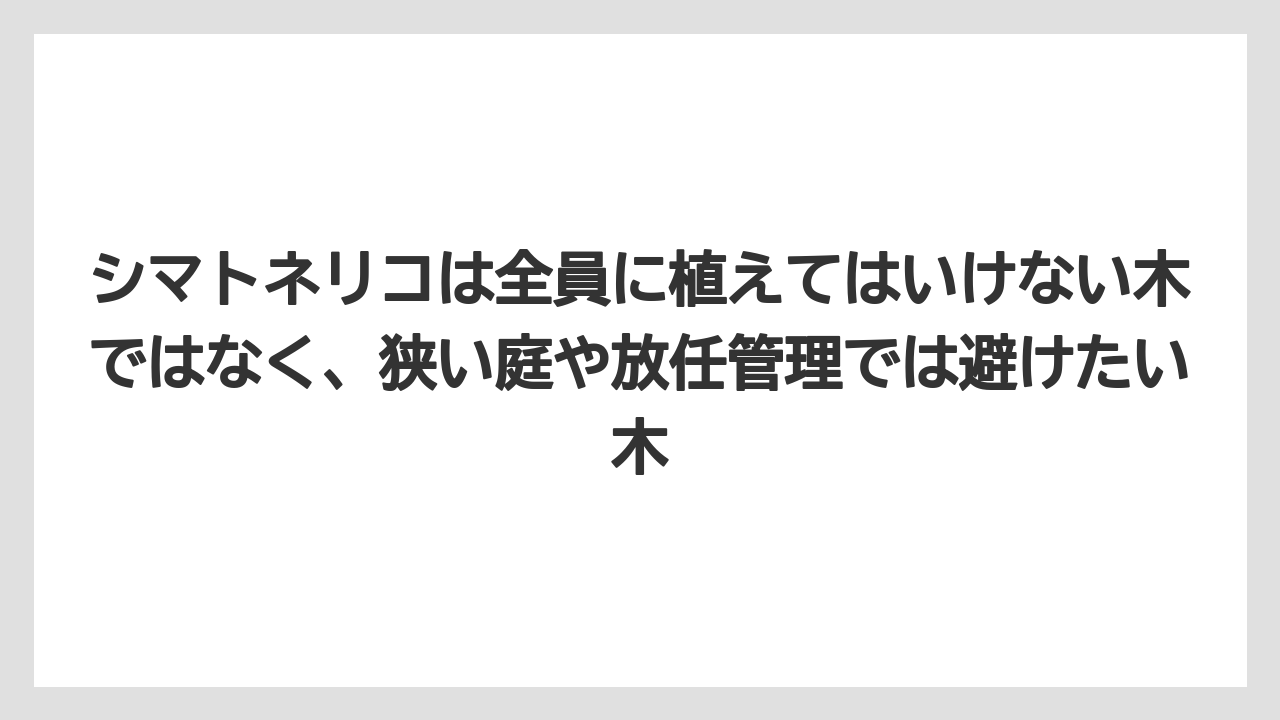【いけない】【シマトネリコ】【栽培】【植え】シマトネリコは全員に植えてはいけない木ではなく、狭い庭や放任管理では避けたい木