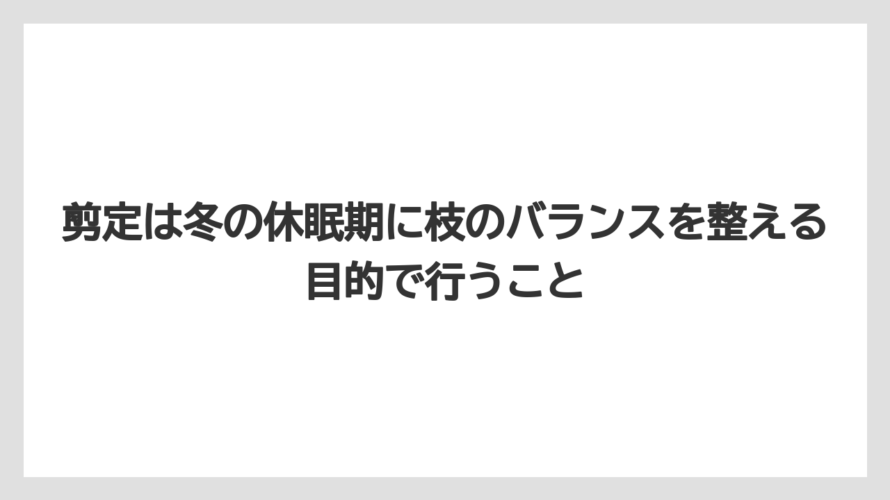 【栽培】【農園】【農業】剪定は冬の休眠期に枝のバランスを整える目的で行うこと