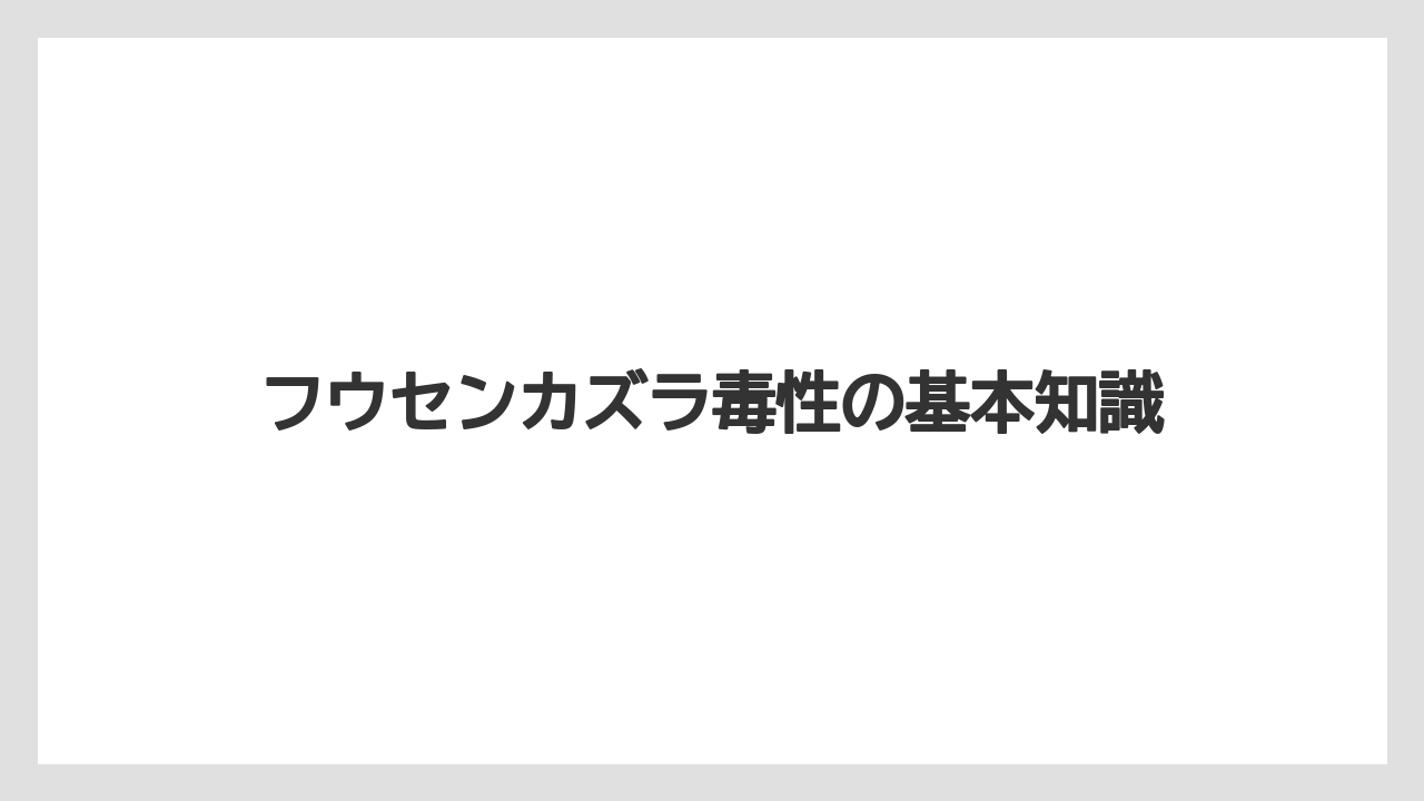 フウセンカズラ毒性の基本知識