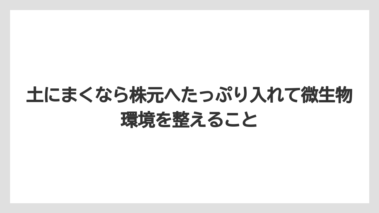【栽培】【農園】【農業】土にまくなら株元へたっぷり入れて微生物環境を整えること