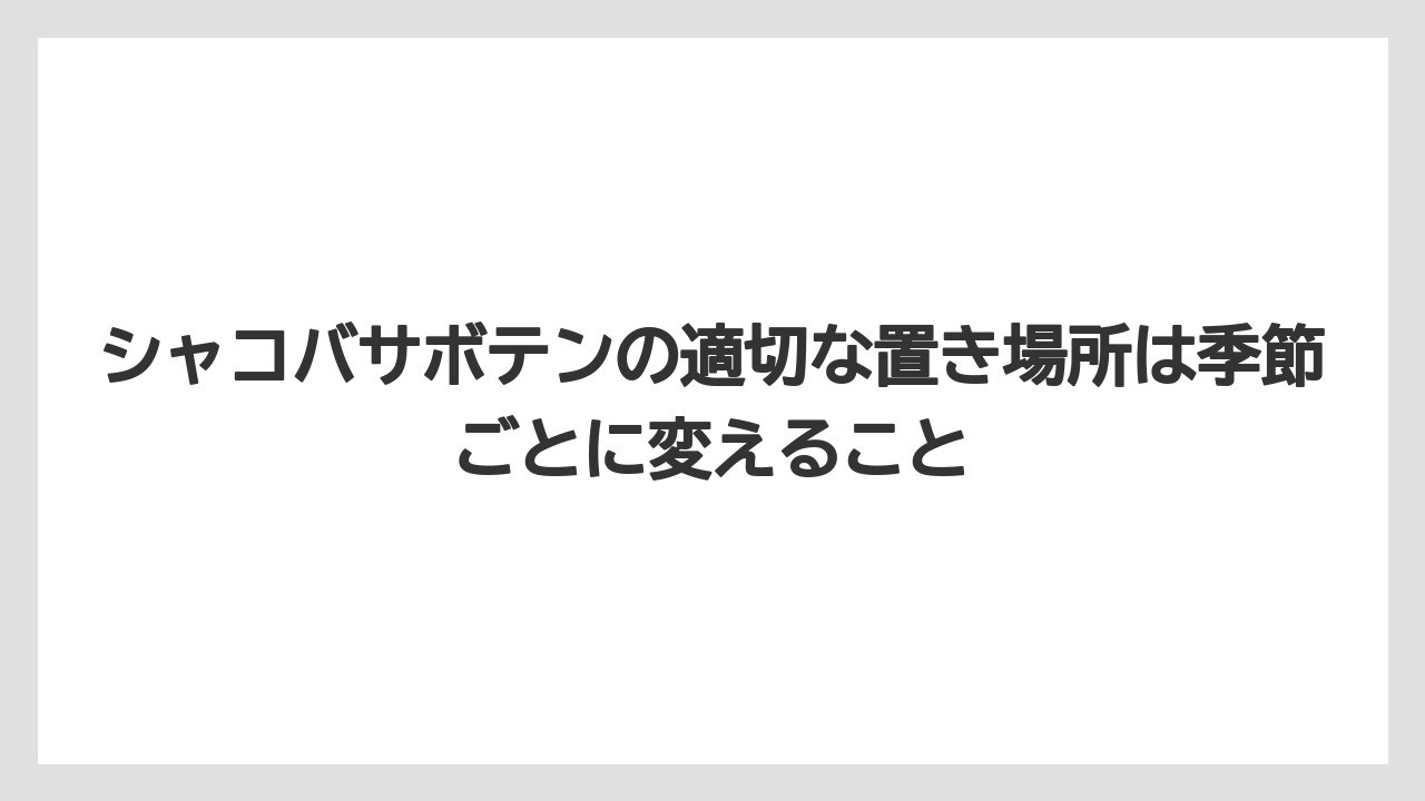 【サボテン】【栽培】【農業】シャコバサボテンの適切な置き場所は季節ごとに変えること