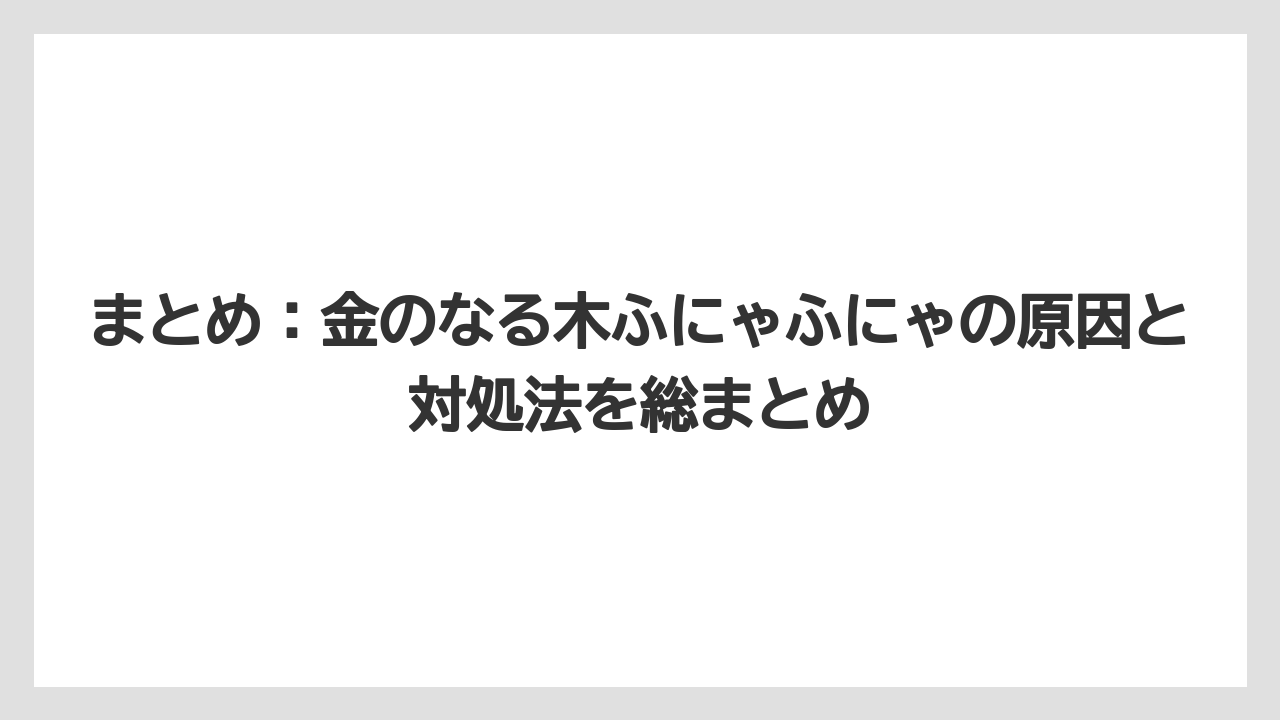 【木】【栽培】【農業】まとめ：金のなる木ふにゃふにゃの原因と対処法を総まとめ