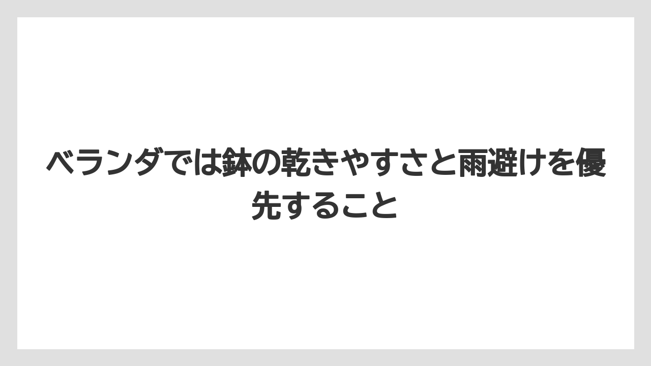 【栽培】【農園】【農業】ベランダでは鉢の乾きやすさと雨避けを優先すること