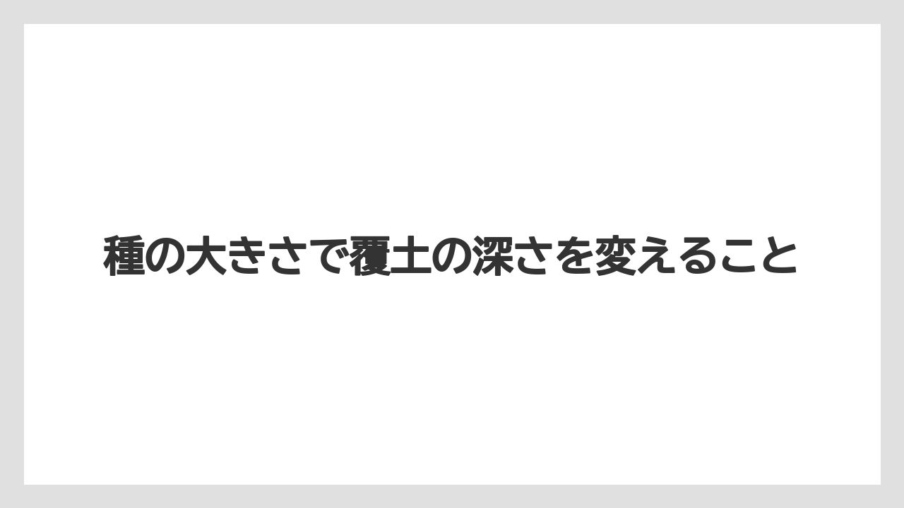 【栽培】【農園】【農業】種の大きさで覆土の深さを変えること