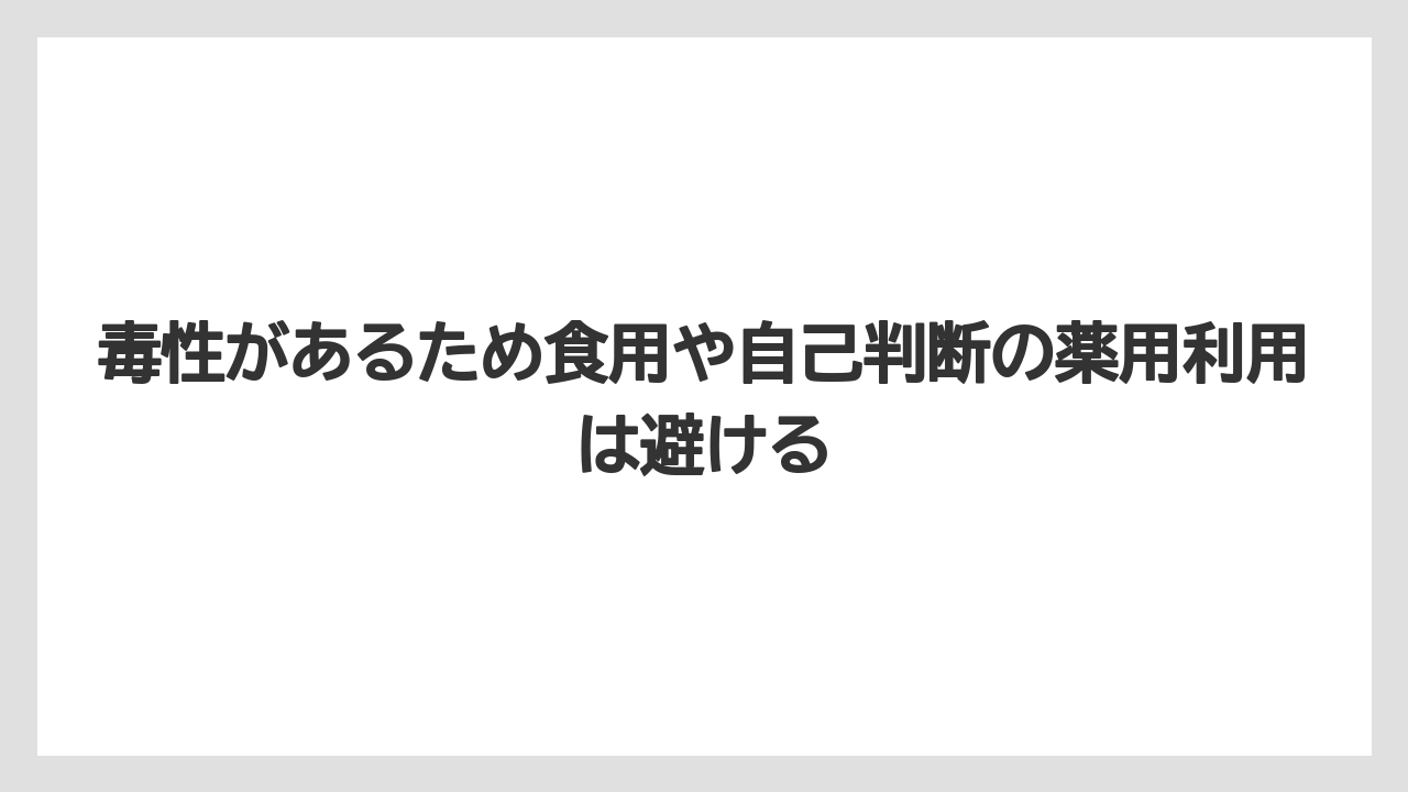 【栽培】【農園】【農業】毒性があるため食用や自己判断の薬用利用は避ける