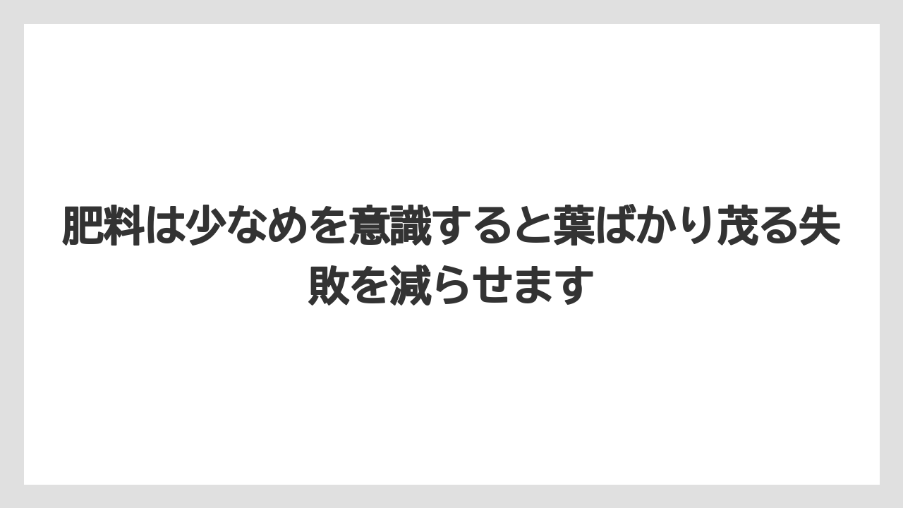 【栽培】【農園】【農業】肥料は少なめを意識すると葉ばかり茂る失敗を減らせます