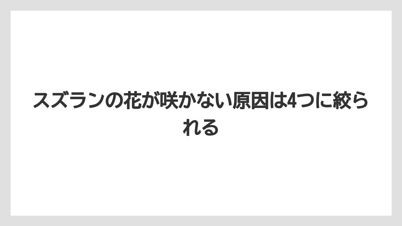 【栽培】【農園】【農業】スズランの花が咲かない原因は4つに絞られる