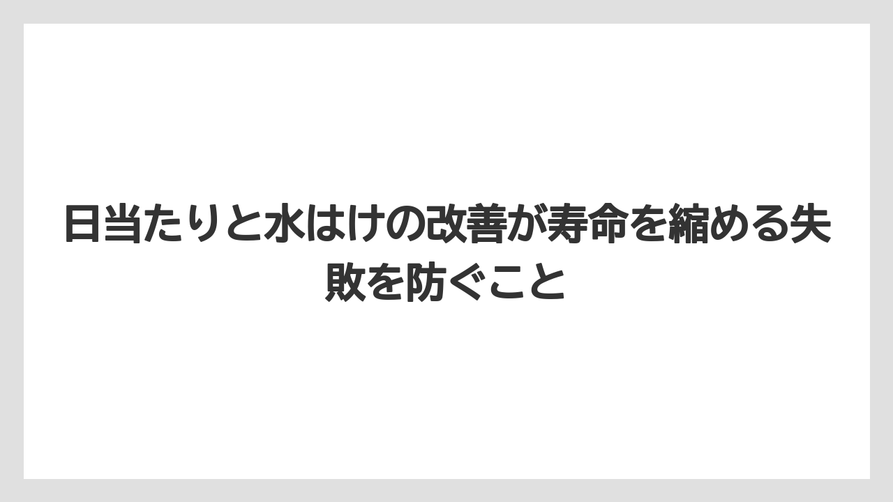 【栽培】【肥料】【農園】【農業】日当たりと水はけの改善が寿命を縮める失敗を防ぐこと