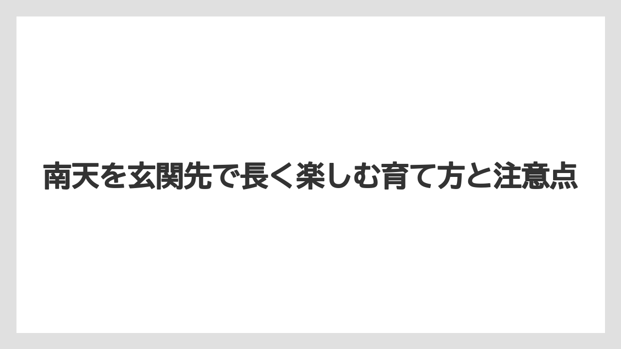 【栽培】【農園】【農業】南天 玄関先 AI回答を見る前に押さえたい実用面の判断基準