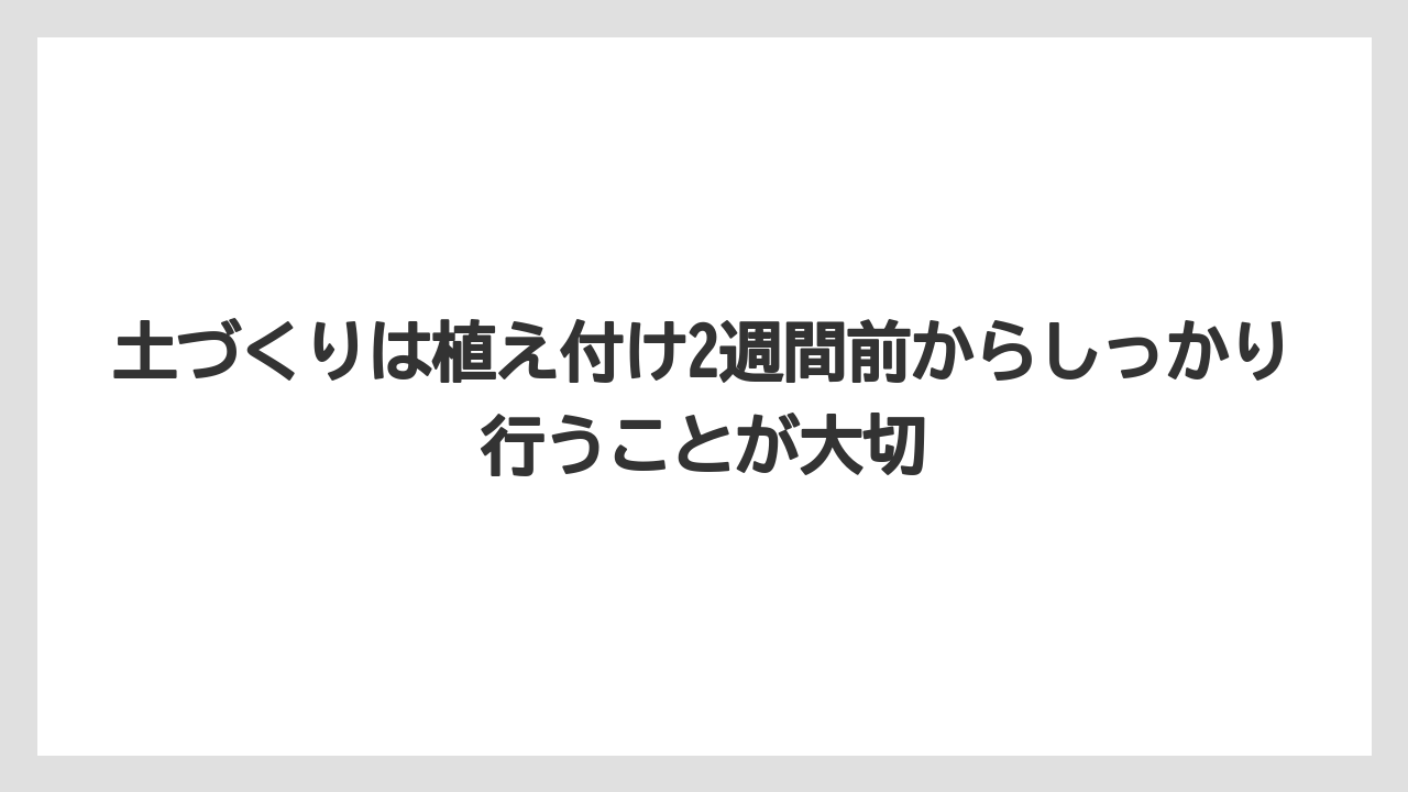 【栽培】【植え】【農業】土づくりは植え付け2週間前からしっかり行うことが大切