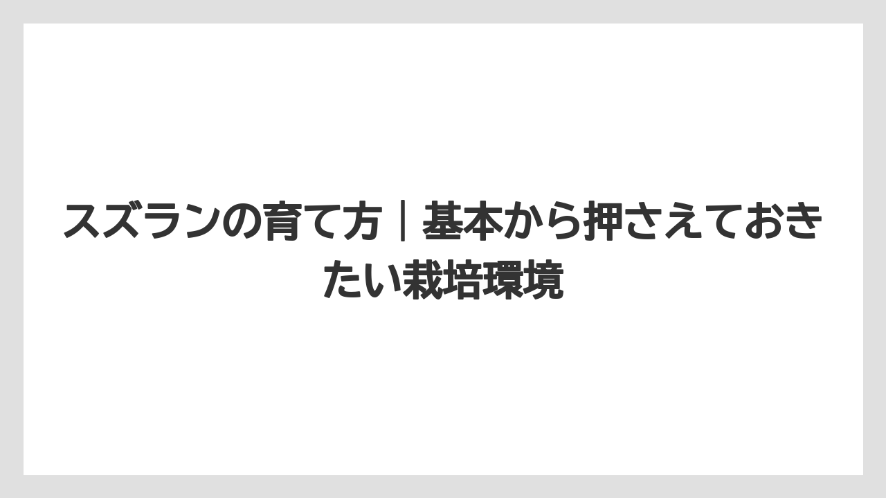 スズランの育て方|基本から押さえておきたい栽培環境