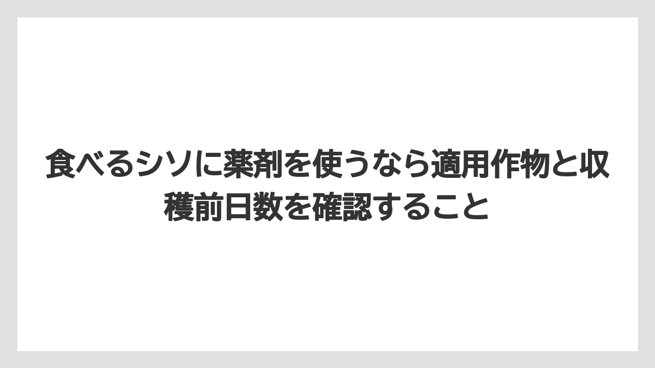 【しそ】【大葉】【栽培】【農業】食べるシソに薬剤を使うなら適用作物と収穫前日数を確認すること