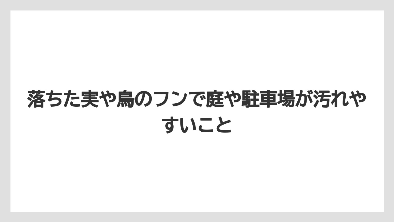 【栽培】【農園】【農業】落ちた実や鳥のフンで庭や駐車場が汚れやすいこと