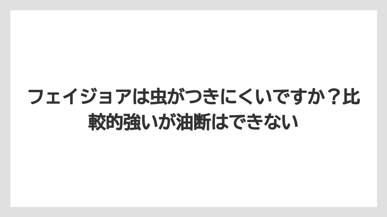 【栽培】【農園】【農業】フェイジョアは虫がつきにくいですか?比較的強いが油断はできない