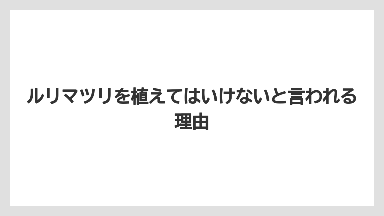 ルリマツリを植えてはいけないと言われる理由