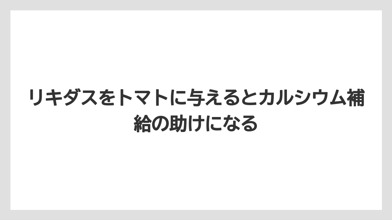 【ハイポネックス】【メネデール】【リキダス】【液体肥料】【肥料】リキダスをトマトに与えるとカルシウム補給の助けになる