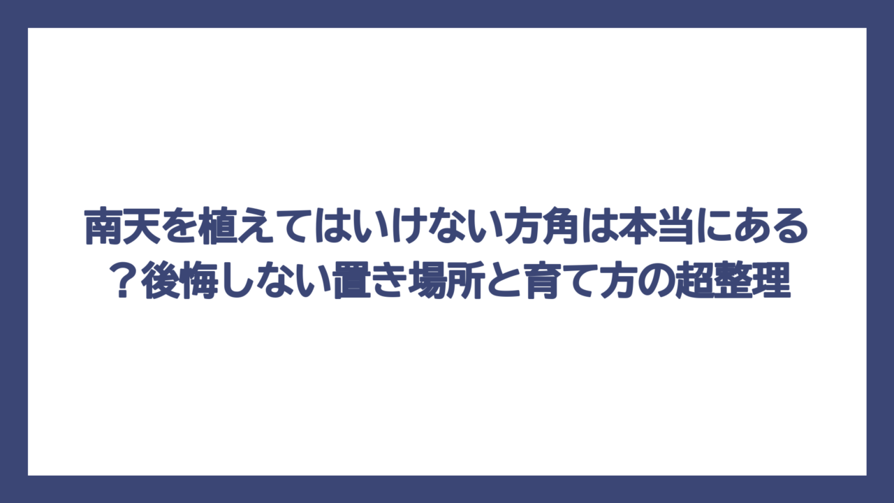 南天を植えてはいけない方角は本当にある？後悔しない置き場所と育て方の超整理