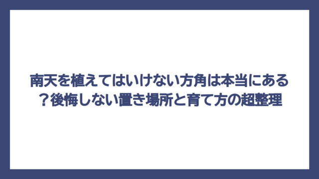 南天を植えてはいけない方角は本当にある？後悔しない置き場所と育て方の超整理