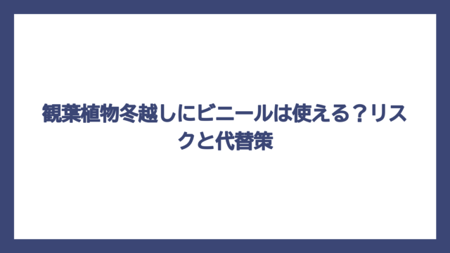 観葉植物冬越しにビニールは使える？リスクと代替策