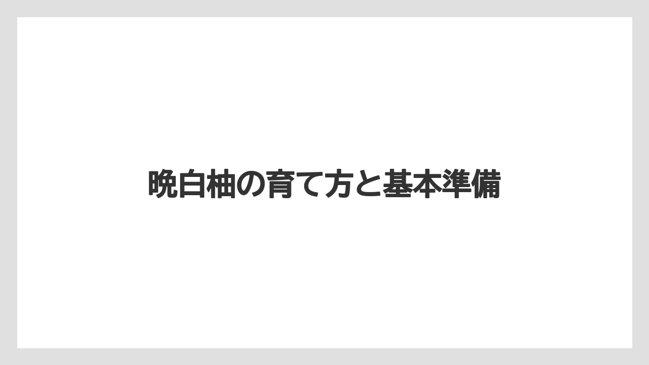 晩白柚の育て方と基本準備