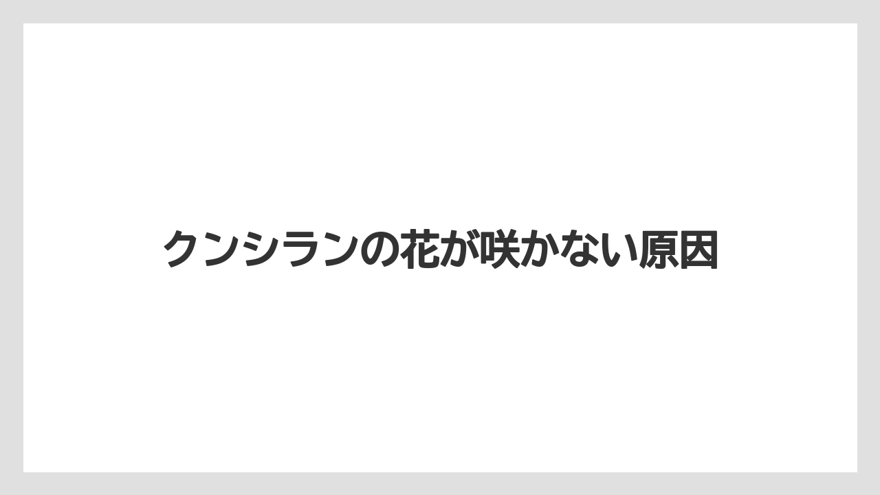 クンシランの花が咲かない原因