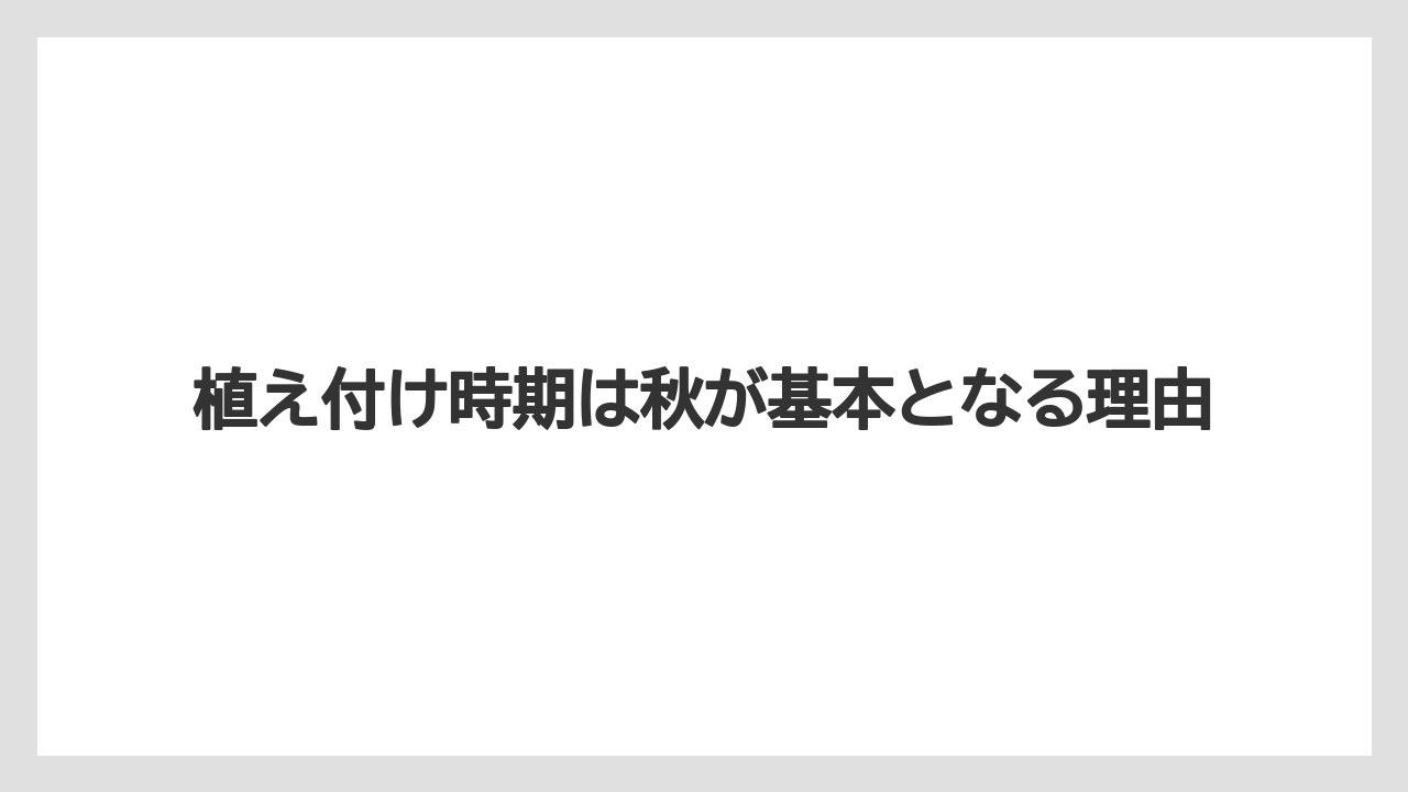 【栽培】【猫】【農業】植え付け時期は秋が基本となる理由