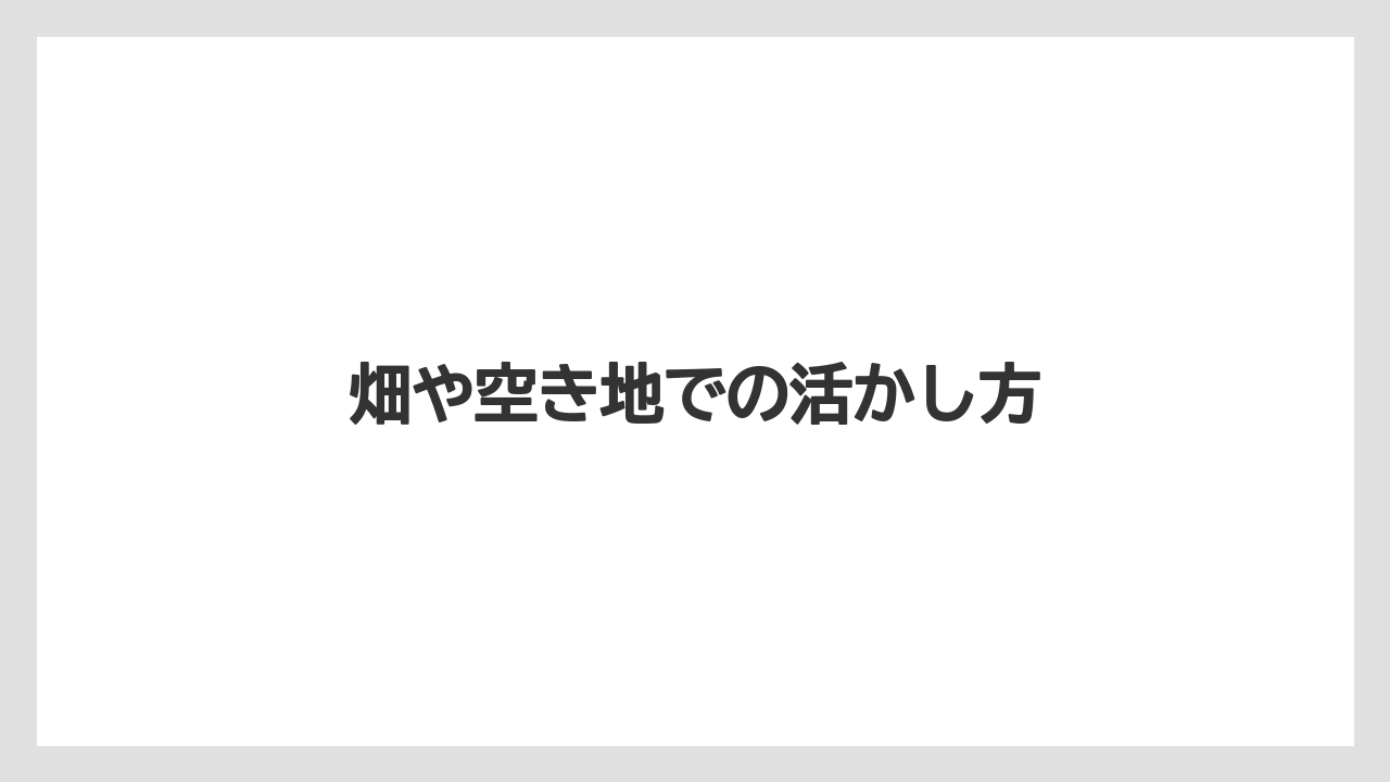 【支柱】【栽培】【肥料】畑や空き地での活かし方