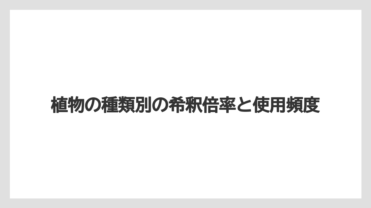 【ハイポネックス】【栽培】【農業】植物の種類別の希釈倍率と使用頻度