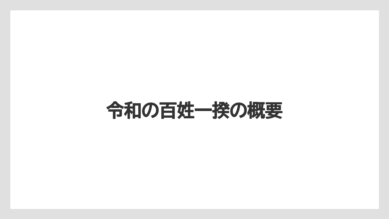 【トラクター】【危険】【肥料】【農業】【野菜】令和の百姓一揆の概要