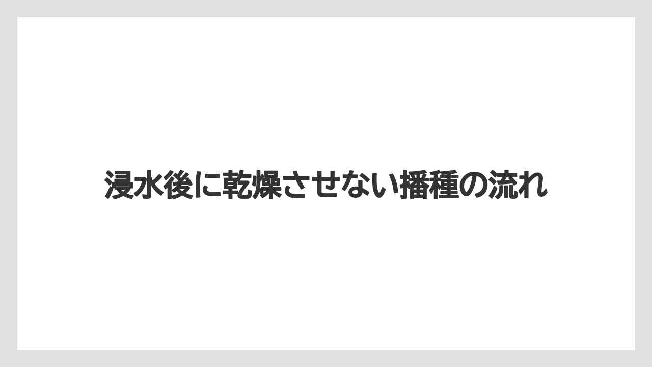 【栽培】【種】【農業】浸水後に乾燥させない播種の流れ